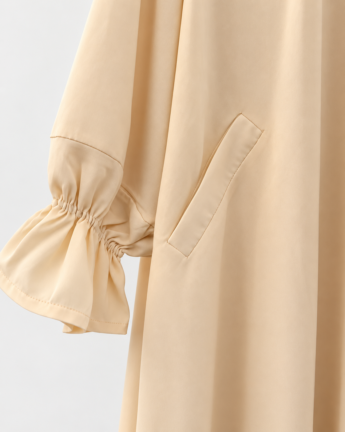 Abaya Sakina Beige Doublée | Modest Fashion France | Ouverture Allaitement