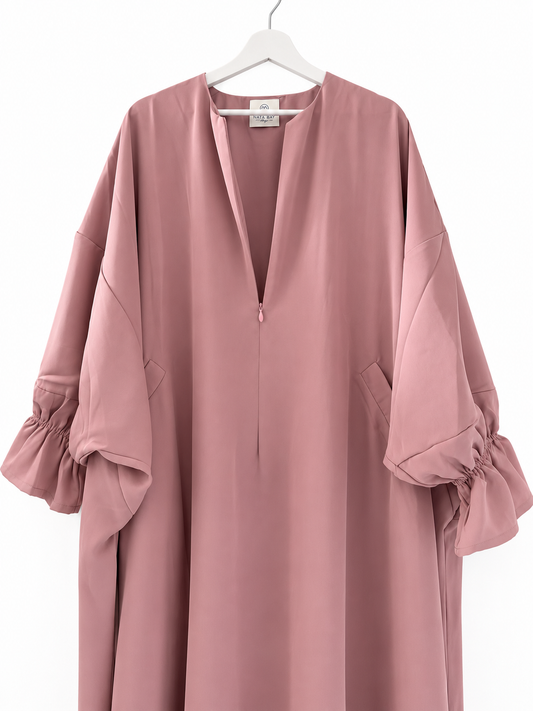 Abaya Sakina Noir Doublée | Modest Fashion France | Ouverture Allaitement