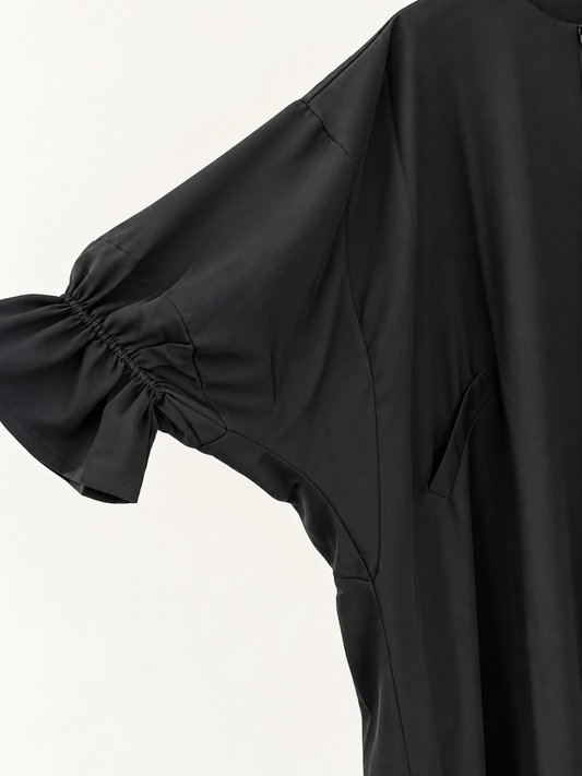 Abaya Sakina Rose Poudré Doublée | Modest Fashion France | Ouverture Allaitement