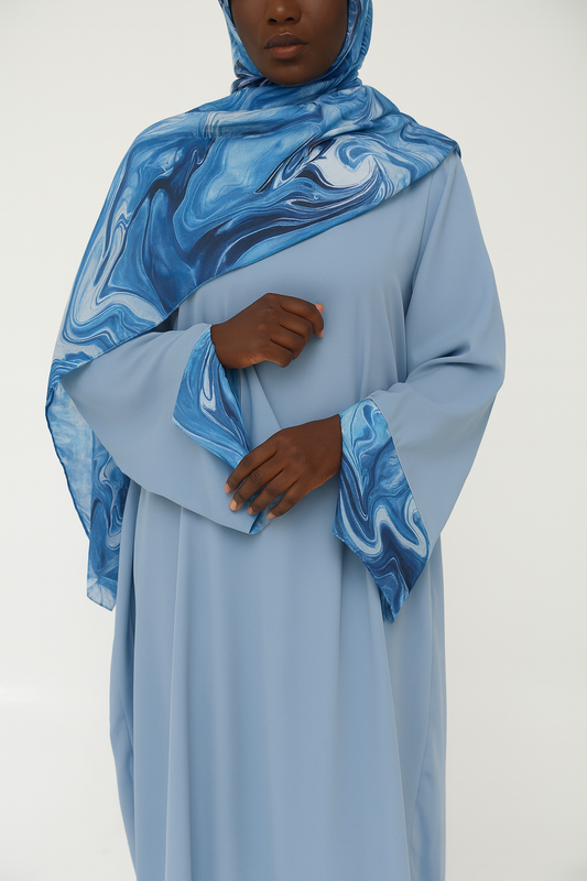 Abaya Bleu marbre