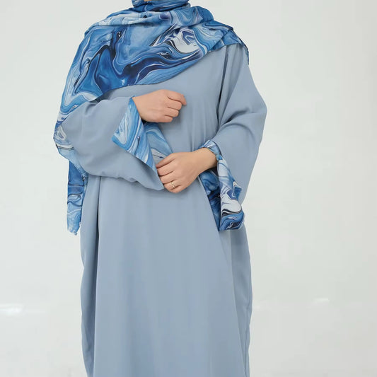 Abaya Bleu marbre