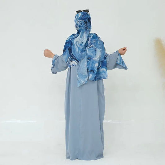 Abaya Bleu marbre